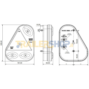 FANALE POSTERIORE SINISTRO RADEX 2900 SX ATTACCO CON CONNETTORE