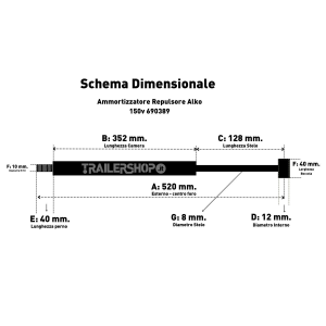 AMMORTIZZATORE PER REPULSORE ORIGINALE ALKO 150 V ETI 811245 RIF. 690389 PER RIMORCHIO E CARAVAN