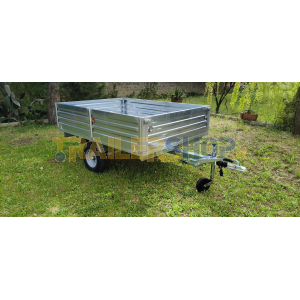 RIMORCHIO 190X140 FRENATO 750 KG 3 SPONDE APRIBILI DA 40 CM PIANALE MANDORLATO
