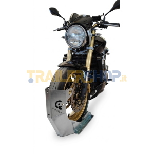 FERMAMOTO PROFESSIONALE BLOCCA RUOTA ANTERIORE UNIVERSALE IN ACCIAIO ZINCATO PER RIMORCHIO FURGONE E OFFICINA TRASPORTO MOTO