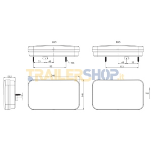 FANALE POSTERIORE LED 7 FUNZIONI CANBUS PLUG-IN PER RIMORCHIO 12V SINISTRO 240X140 OMOLOGATO ECE IP68 - FRISTOM FT-370 L BAIONETTA 6PIN