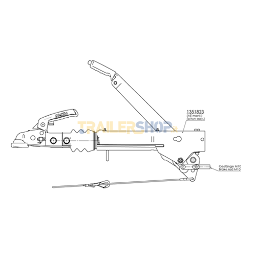P4U - Freno originale ALKO 251 S, montaggio superiore per timone a V, 2700 kg, AL-KO 247.581 247581
